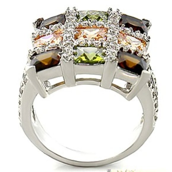 Belucci Zirconia Silver Multicolor Autumn Ring - Picture 2 of 7